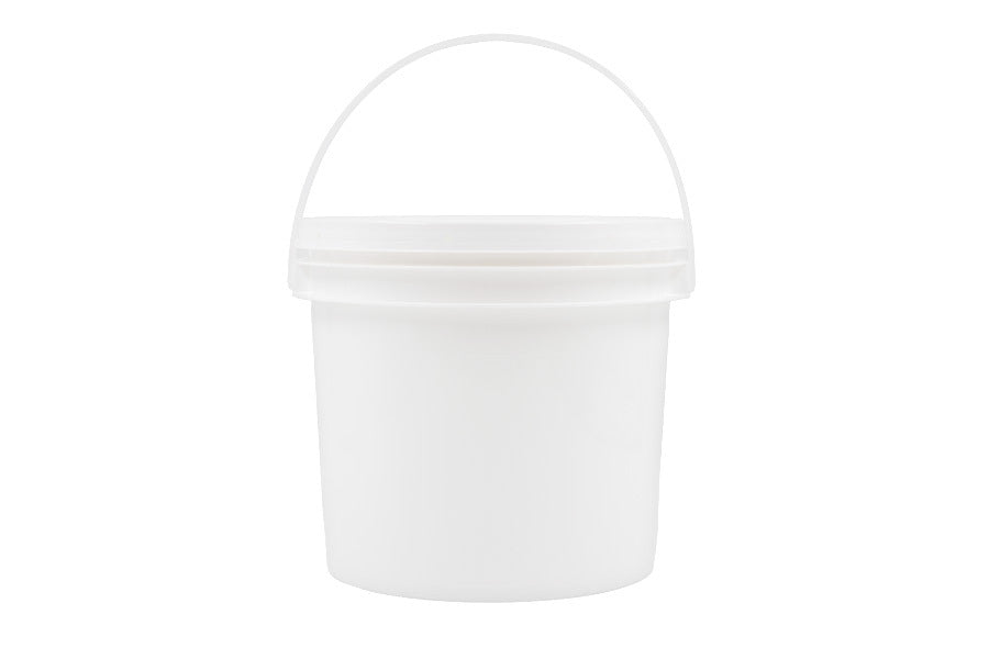 Seau rond en polyéthylène haute densité blanc de 1 gallon impérial avec poignée en plastique et couvercle à languette déchirable (45) n° 710