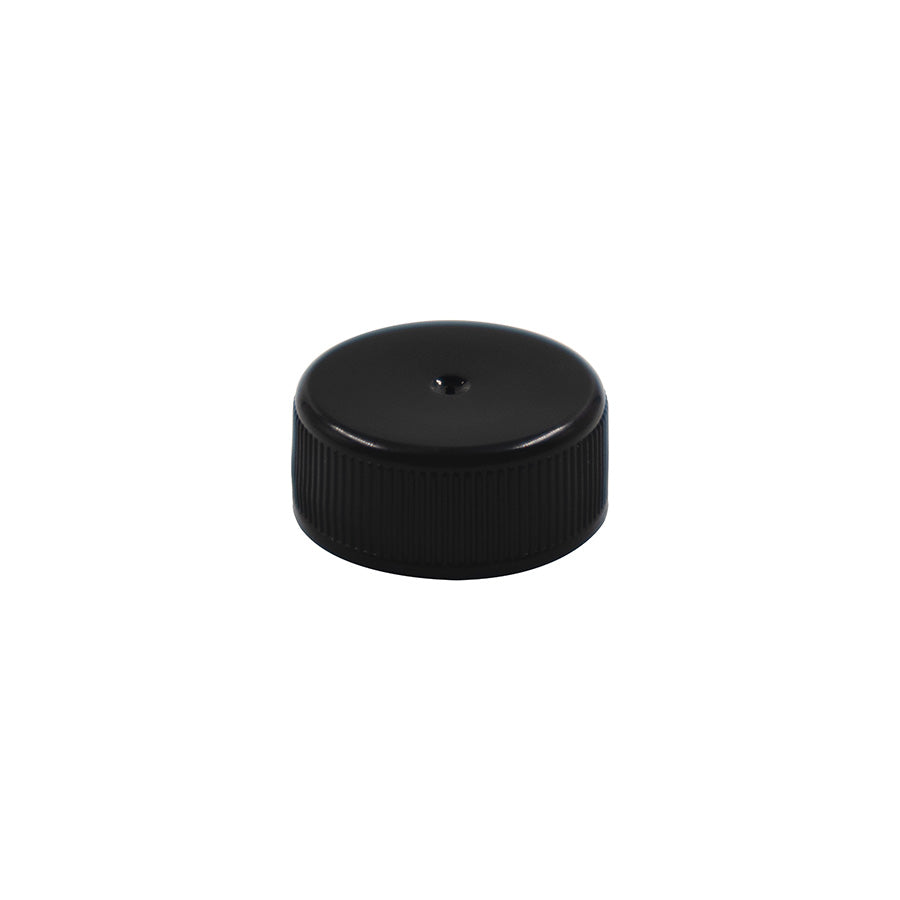 24-400 Black PP Continuous Thread Smooth Top Fine Ribbed Valve Seal Cap