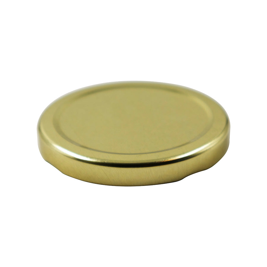 70 mm Gold Metal Twist / Lug Non-Button Plastisol Lined Cap