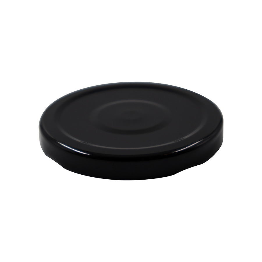 70 MM TWIST BLACK METAL BUTTON-TOP CAP BPANI PLASTISOL LINER PLAIN NO PRINT (1050)