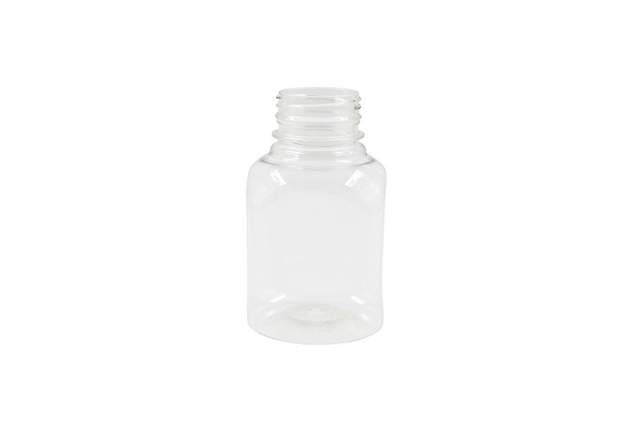 8 oz clear plastic bottle (neck finish: 38 mm Tamper Evident Delta)