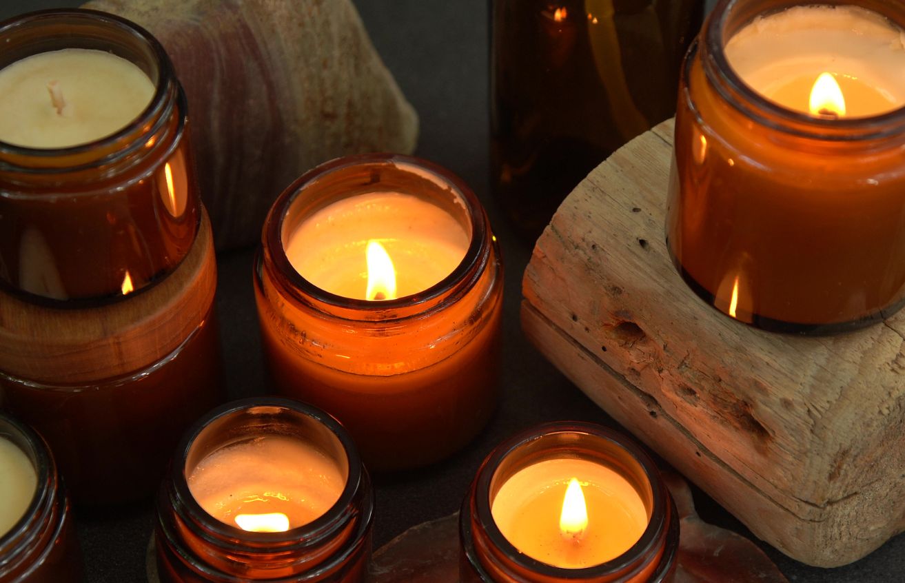 Candle jars made out of glass for a small business