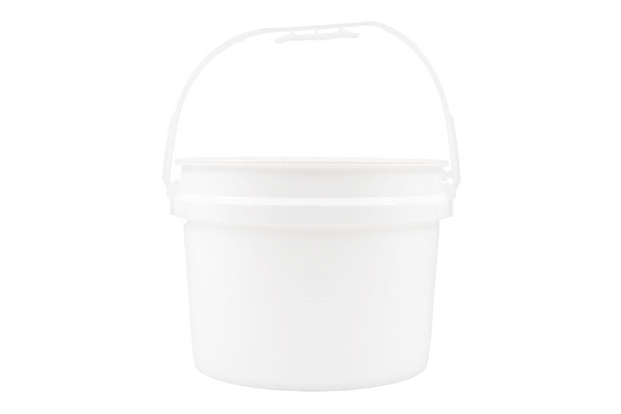 2.5 gal White HDPE Round Pail with Natural Color Plastic Handle