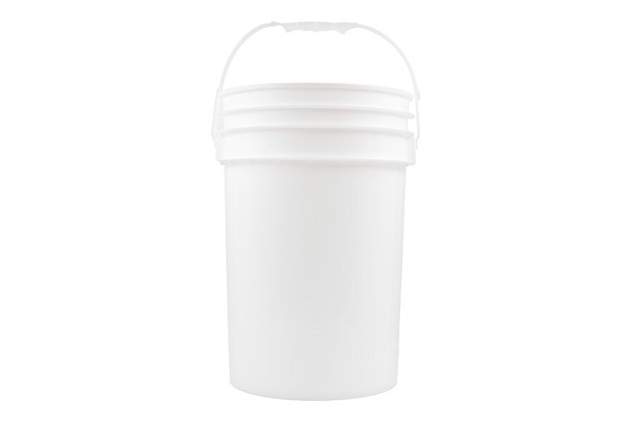 20 L White HDPE Round Pail with Natural Color Plastic Handle