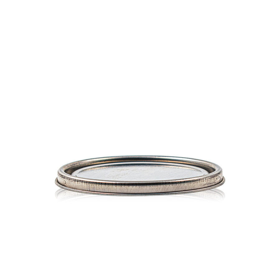 Plain silver round QT metal lid