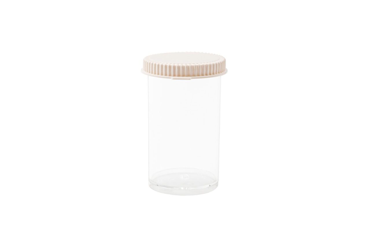 1 oz Clear Plastic PS Shot/Shooter Container with White Snap-Cap