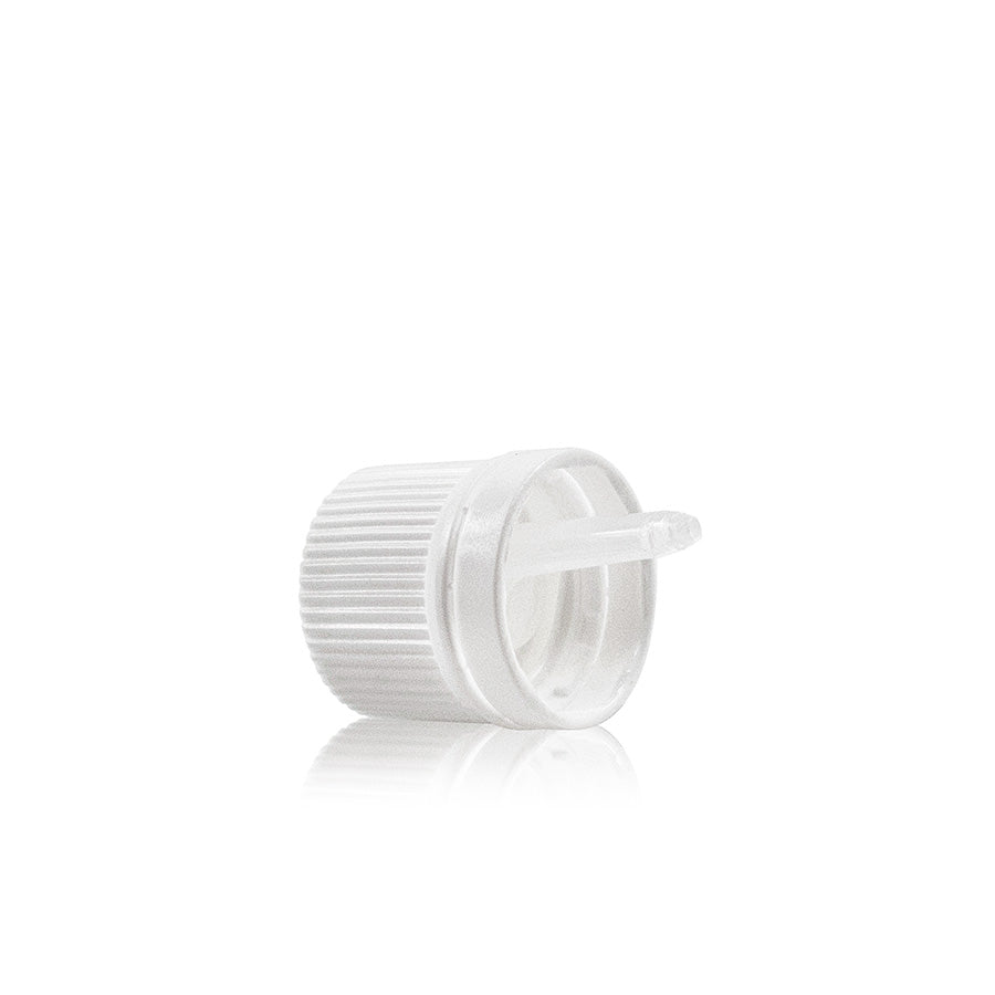 18 GL Bouchon PP Blanc  Bande Inviolable avec Compte-Gouttes Vertical PE Naturel