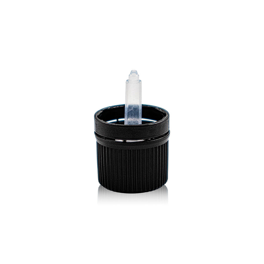Bouchon compte-gouttes vertical inviolable en PEHD noir 18 GL