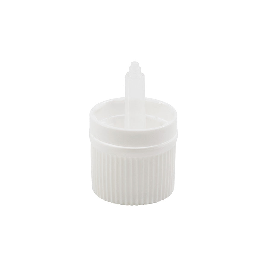 18 GL White PP Continuous Thread Cap With Vertical Dropper Cap