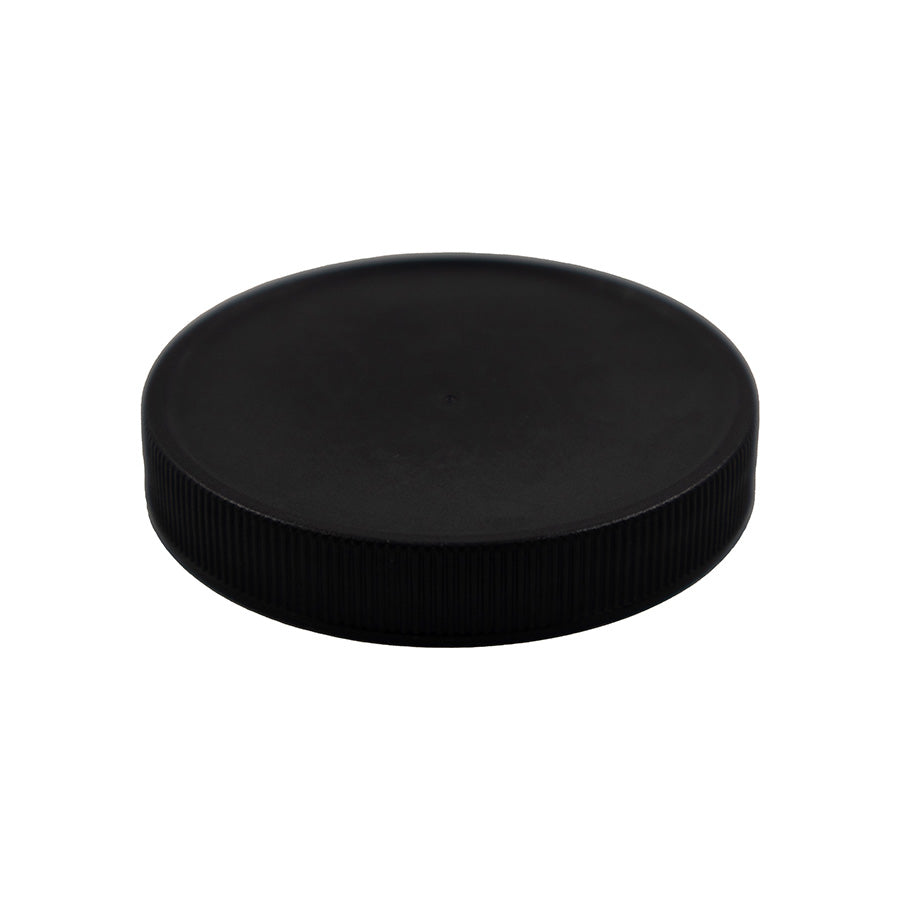 Black plastic continuous thread cap / closure for bottles and jars (size: 70-400)