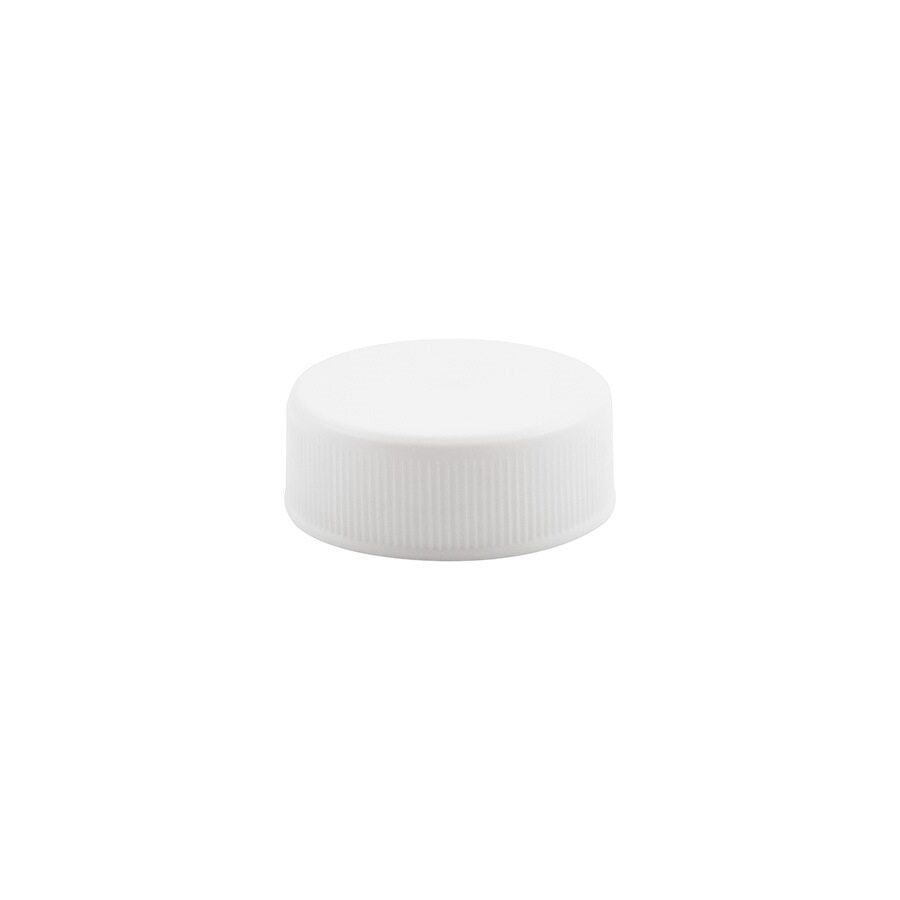 28-400 White PP Continuous Thread Smooth Top Fine Ribbed Foam Lined Cap