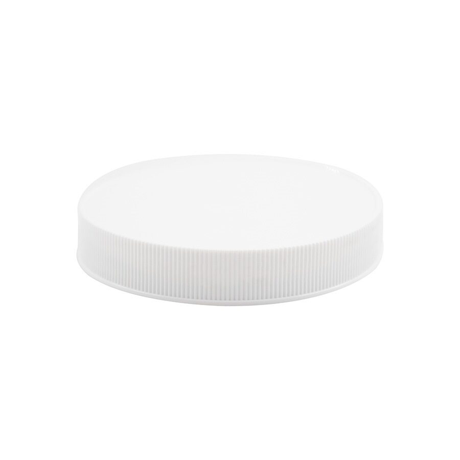 89-400 White PP Continuous Thread Matte Top Fine Ribbed Foam Lined Cap