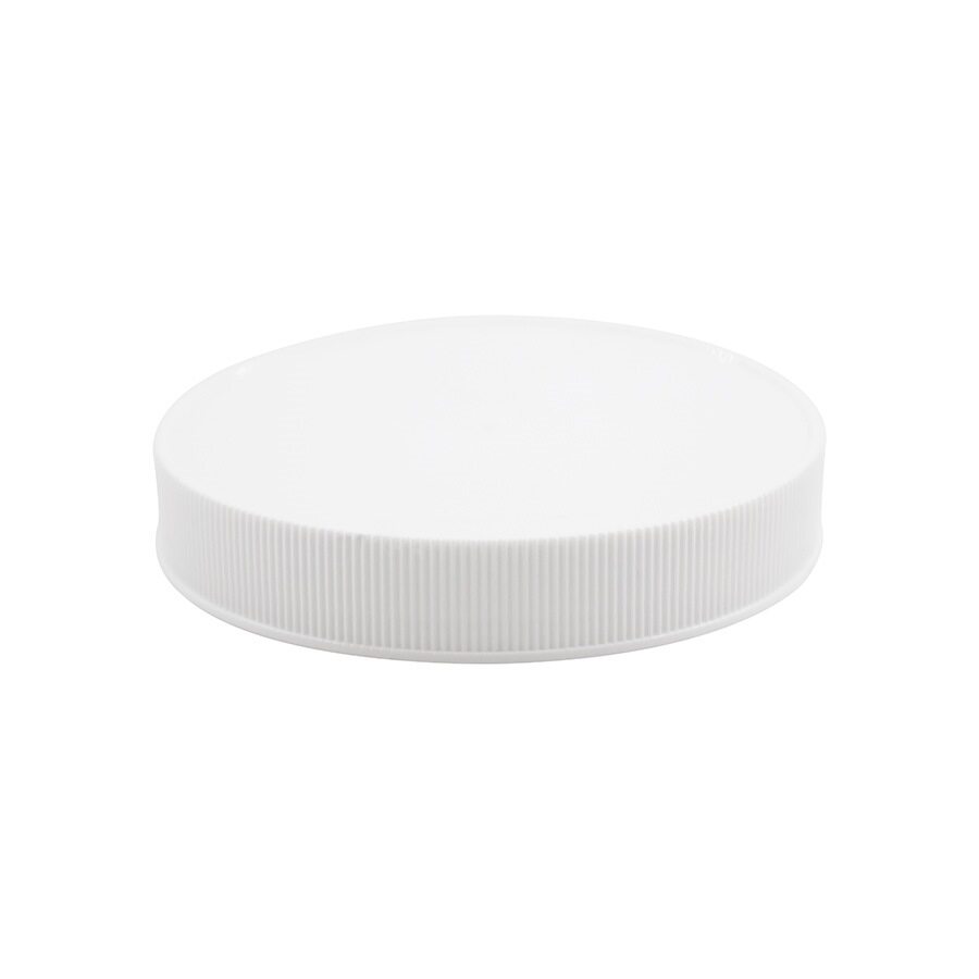 89-400 White PP Continuous Thread Matte Top Fine Ribbed Unlined Cap