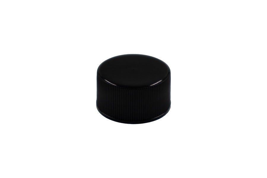 Black plastic continuous thread cap / closure for bottles and jars (size: 24-414)