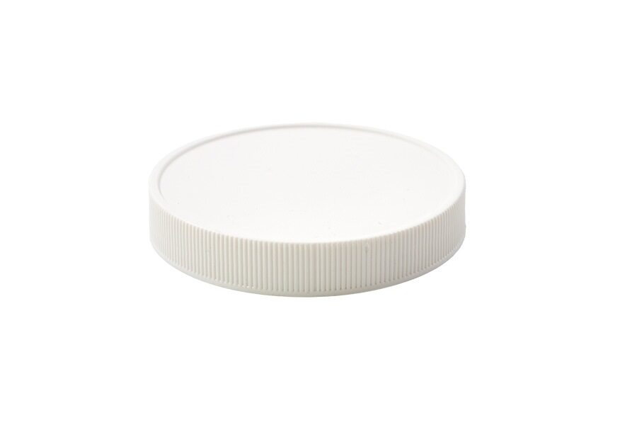 83-400 White Matte Top Fine Ribbed Cap With Pressure Sensitive Unprinted Liner