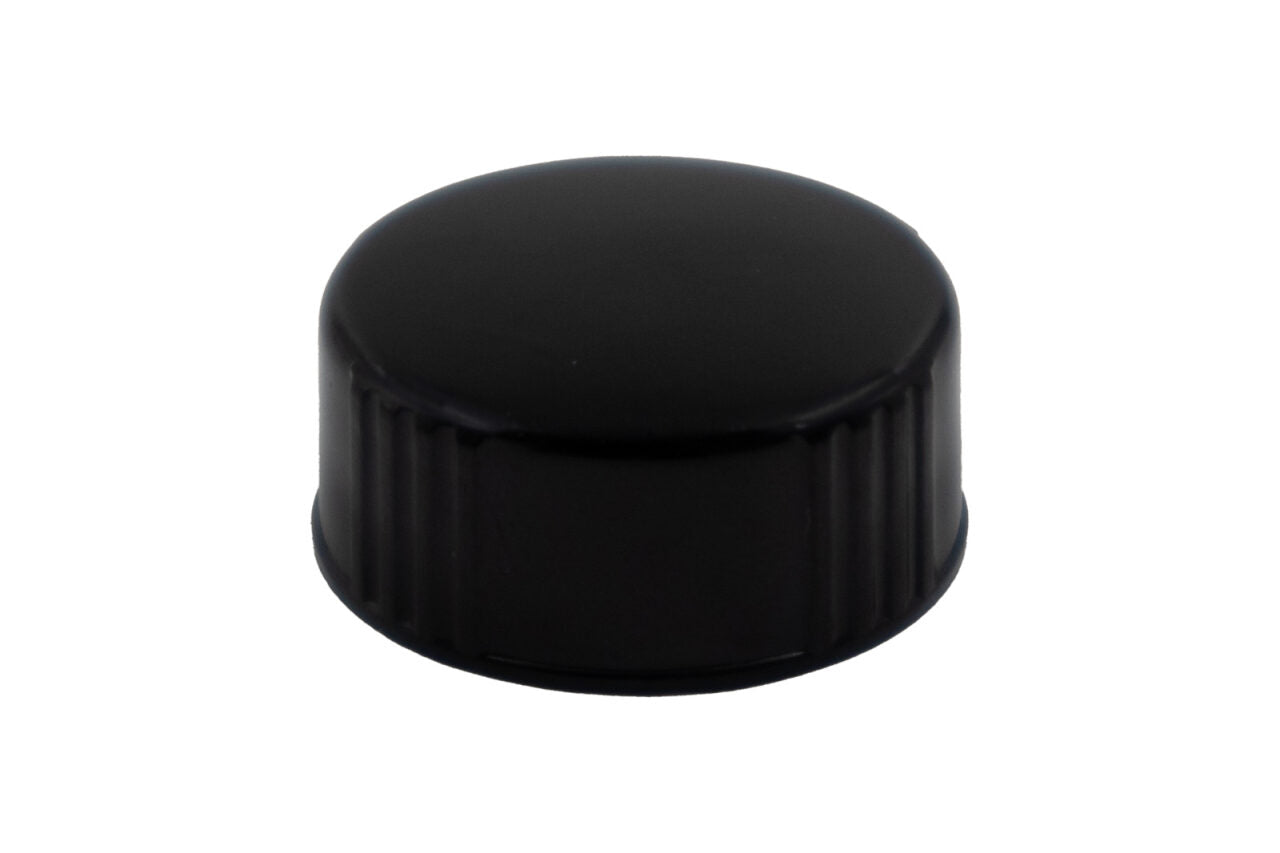 Black plastic continuous thread cap / closure for bottles and jars (size: 28-400)