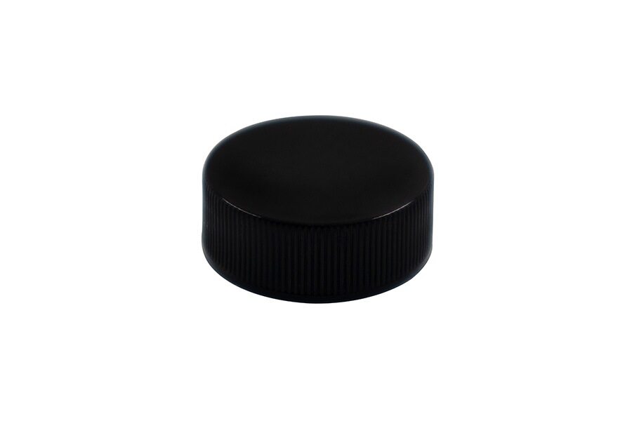 Black plastic continuous thread cap / closure for bottles and jars (size: 28-400)