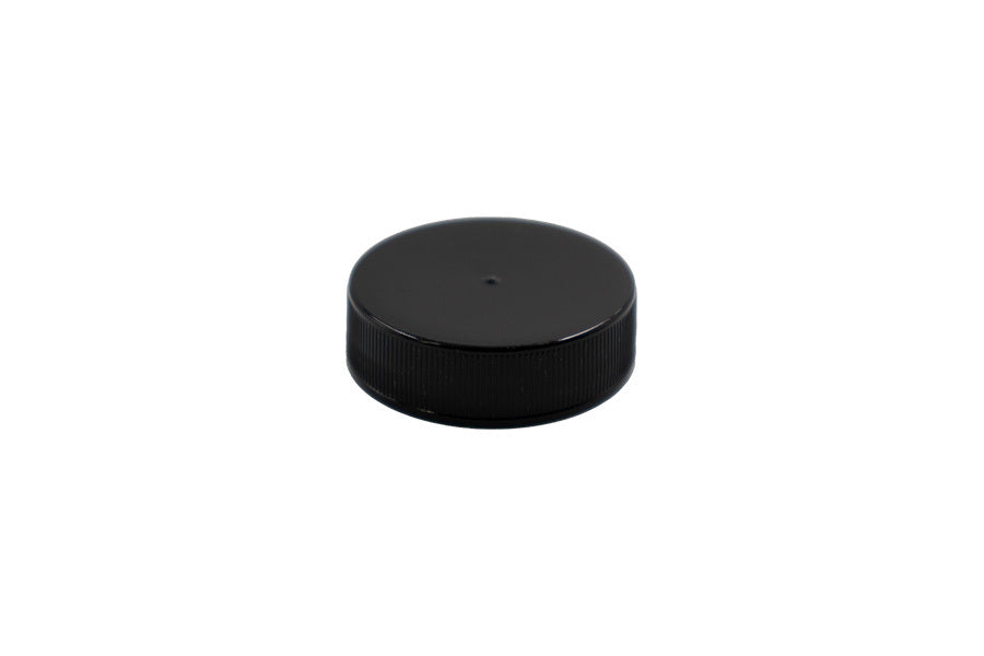 Black plastic continuous thread cap / closure for bottles and jars (size: 38-400)