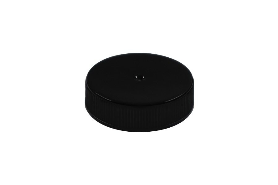 Black plastic continuous thread cap / closure for bottles and jars (size: 38-400)