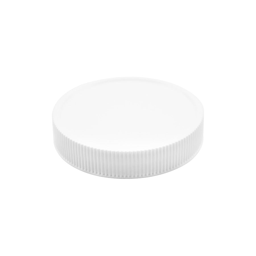 58-400 White PP Continuous Thread Smooth Top Fine Ribbed Unlined Cap