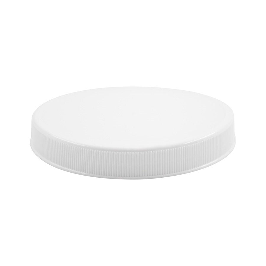 110-400 White PP Continuous Thread Matte Top Fine Ribbed Pressure Sensitive Cap