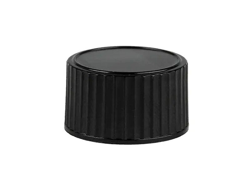 Black plastic continuous thread cap / closure for bottles and jars (size: 20-400)