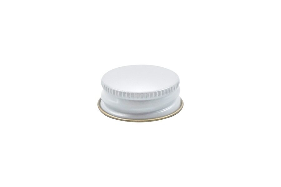 White metal continuous thread cap / closure for bottles and jars (size: 28 mm)