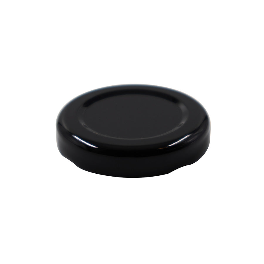 Casquette en métal noir 43 mm avec vis à ergot et doublure en plastisol sans bouton