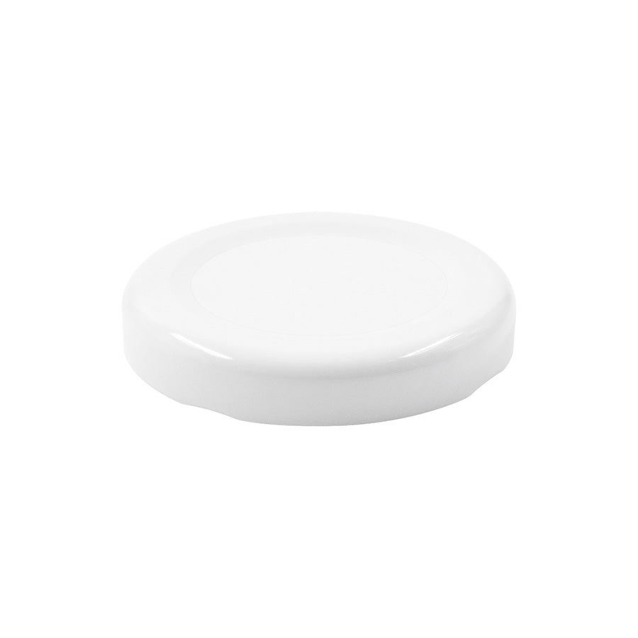 48 mm White Metal Twist / Lug Non-Button Plastisol Lined Cap