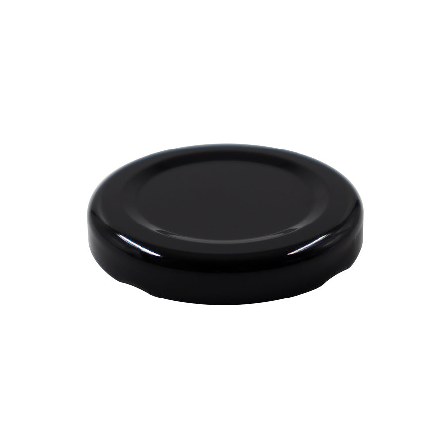 Casquette en métal noir 48 mm avec vis à ergot et doublure en plastisol sans bouton