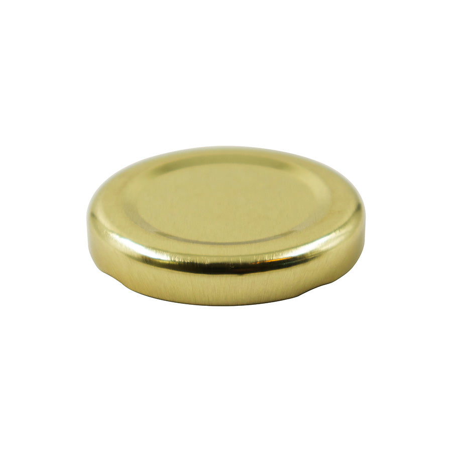 48 mm Gold Metal Twist / Lug Non-Button Plastisol Lined Cap