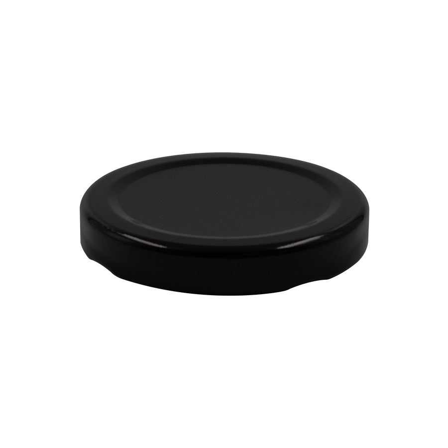 58 mm Black Metal Twist / Lug Non-Button Plastisol Lined Cap