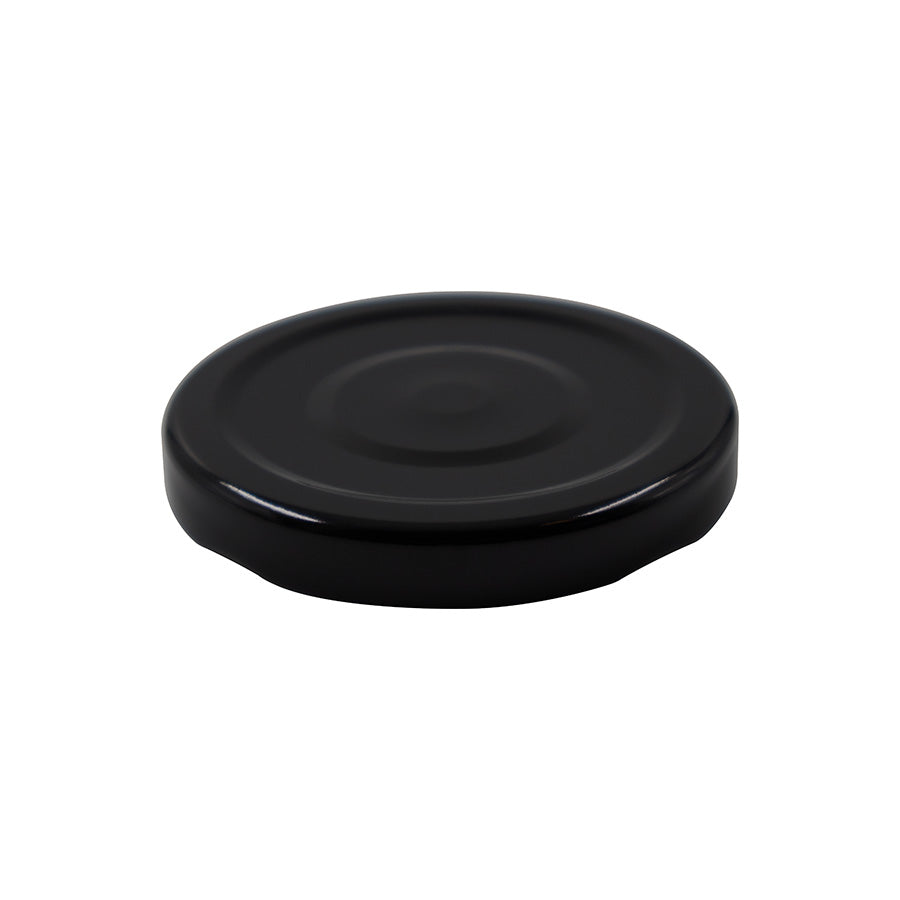 63 mm Black Metal Twist / Lug Button Top Plastisol Lined Cap