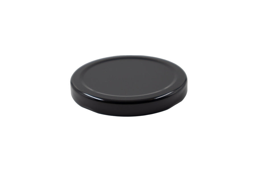 Black metal twist / lug cap / closure for bottles and jars (size: 70 mm)