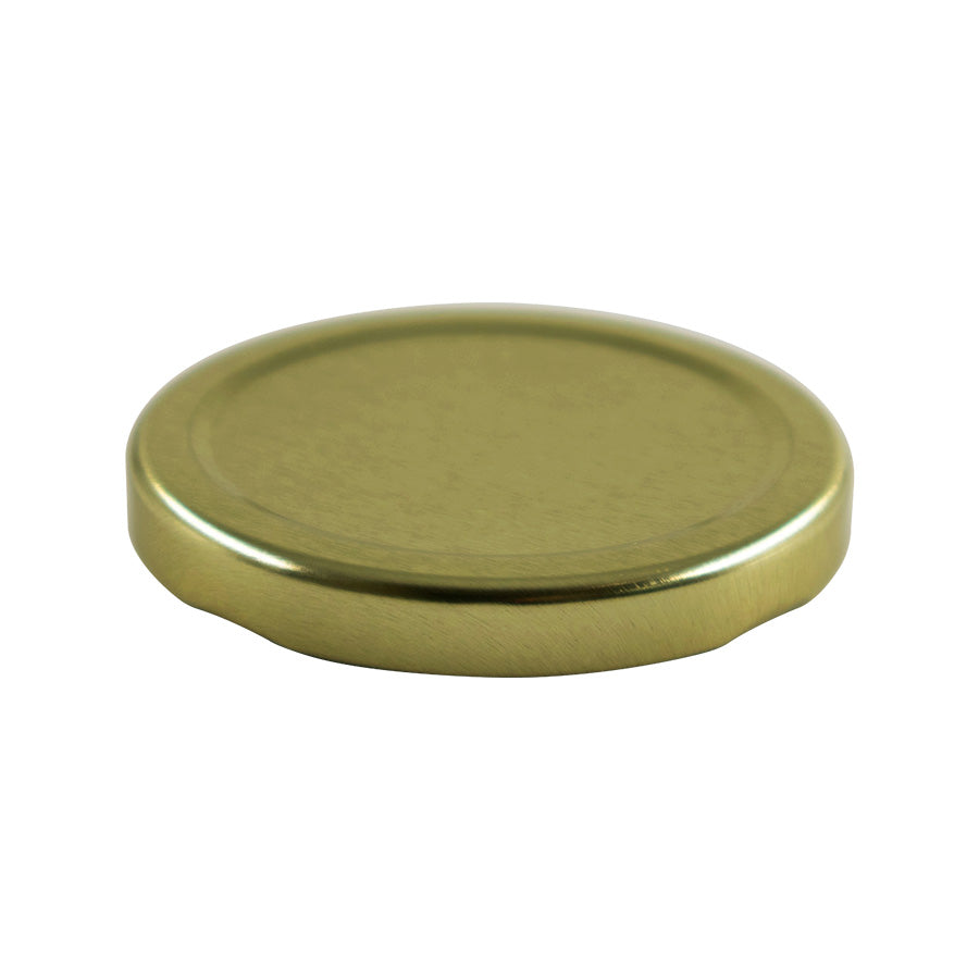 70 mm Gold Metal Twist / Lug Non-Button Plastisol Lined Cap