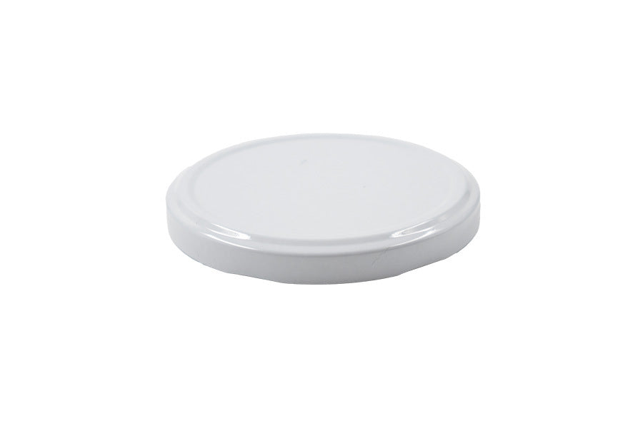 White metal twist / lug cap / closure for bottles and jars (size: 82 mm)