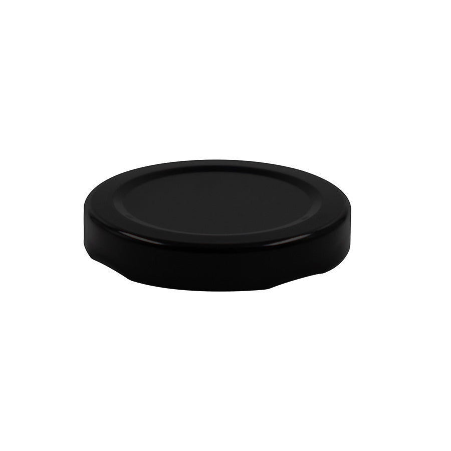 53 mm Black Metal Twist / Lug Non-Button Plastisol Lined Cap