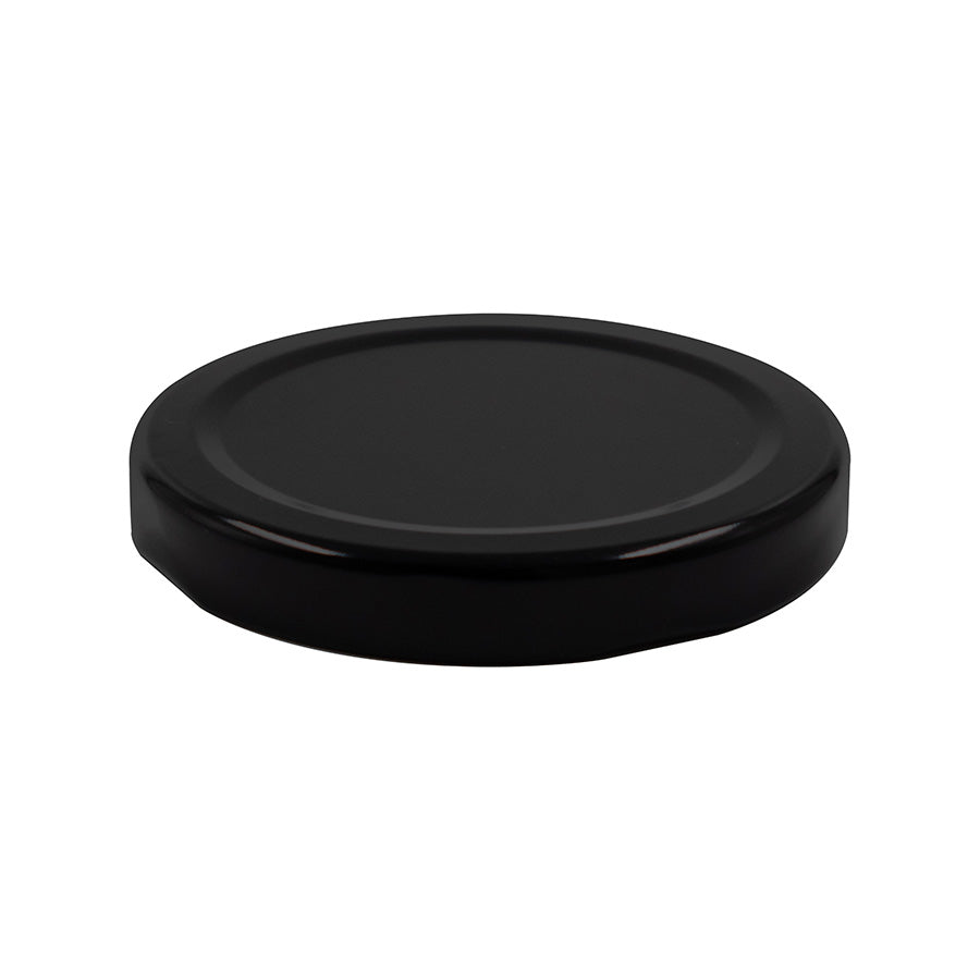 63 mm Black Metal Twist / Lug Non-Button Plastisol Lined Cap