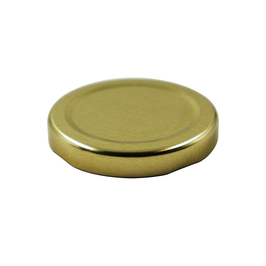 58 mm Gold Metal Twist / Lug Non-Button Plastisol Lined Cap