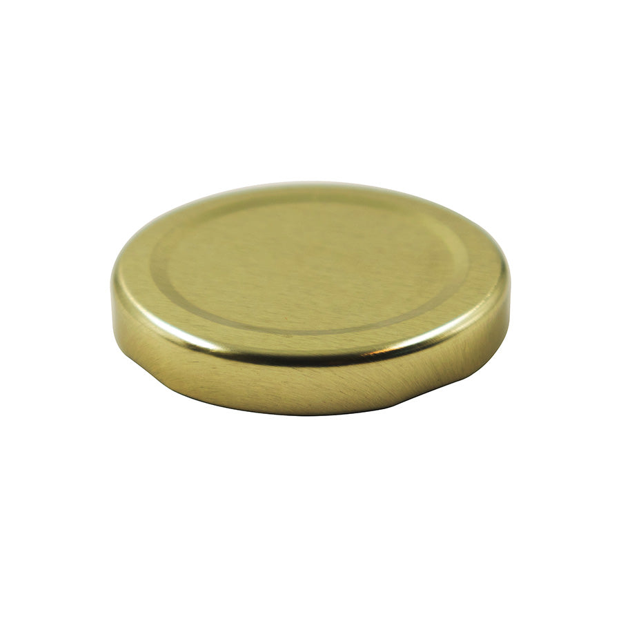 58 mm Gold Metal Twist / Lug Non-Button Plastisol Lined Cap