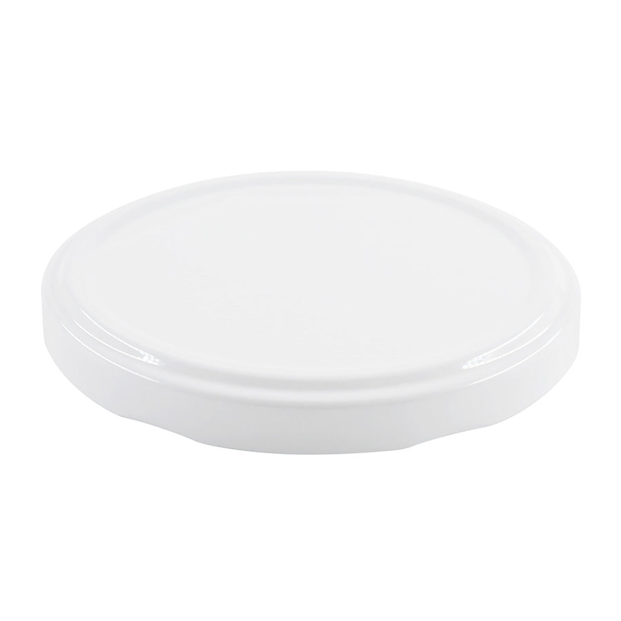 82 mm White Metal Twist Smooth Non-Button Plastisol Lined Cap