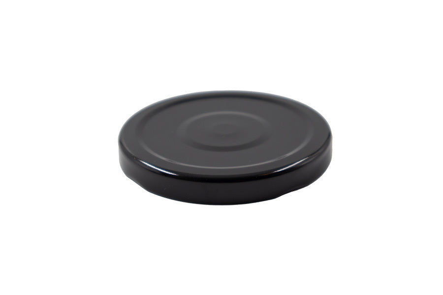 Black metal twist / lug cap / closure for bottles and jars (size: 70 mm)