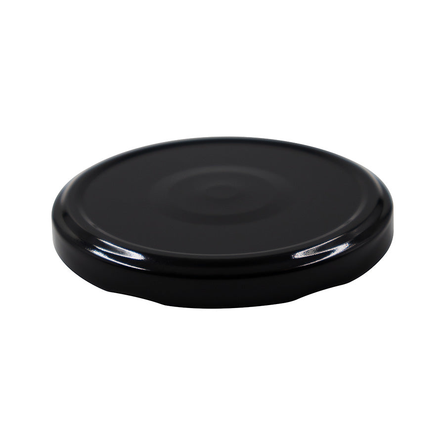 82 mm Black Metal Twist / Lug Button Top Plastisol Lined Cap