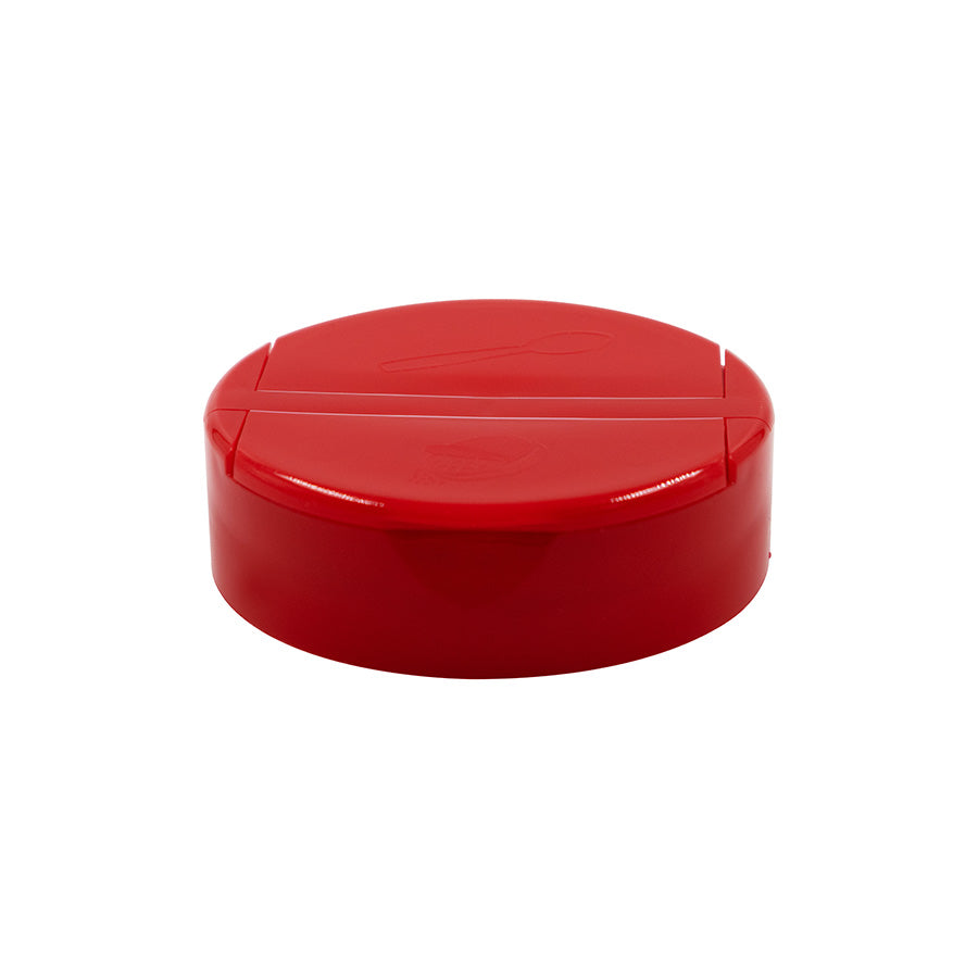 63-485 Red PP Dual Flap Cap .300" 5 Hole / Pour Pressure Sensitive Cap