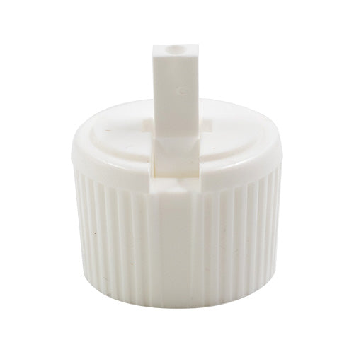 White plastic dispensing cap / closure for bottles and jars (size: 24-410)