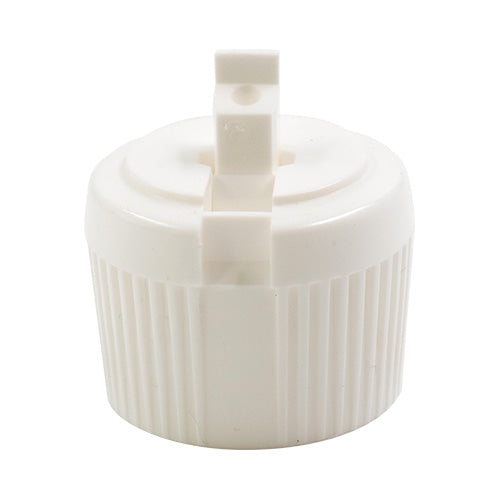 White plastic dispensing cap / closure for bottles and jars (size: 28-410)