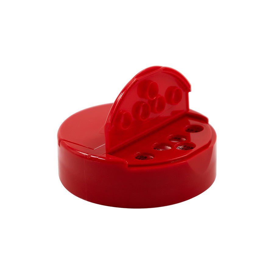 63-485 Red PP Flap .300/Spoon 5 Hole Pressure Sensitive Cap