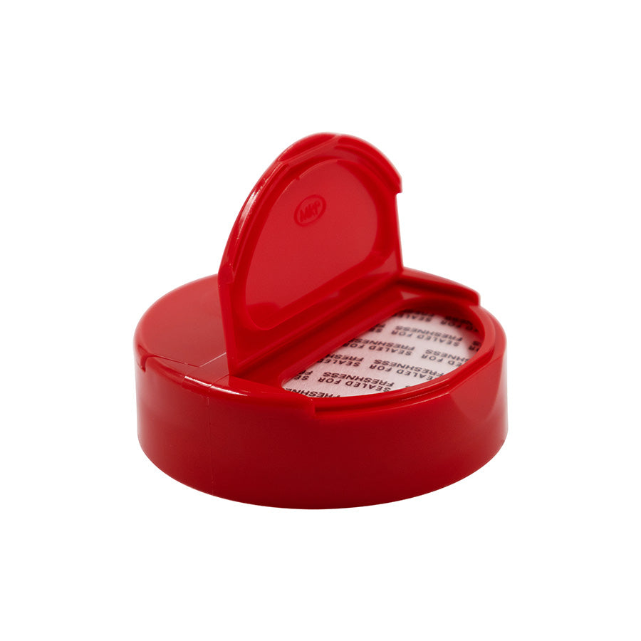 63-485 Red PP Flap .300/Spoon 5 Hole Pressure Sensitive Cap