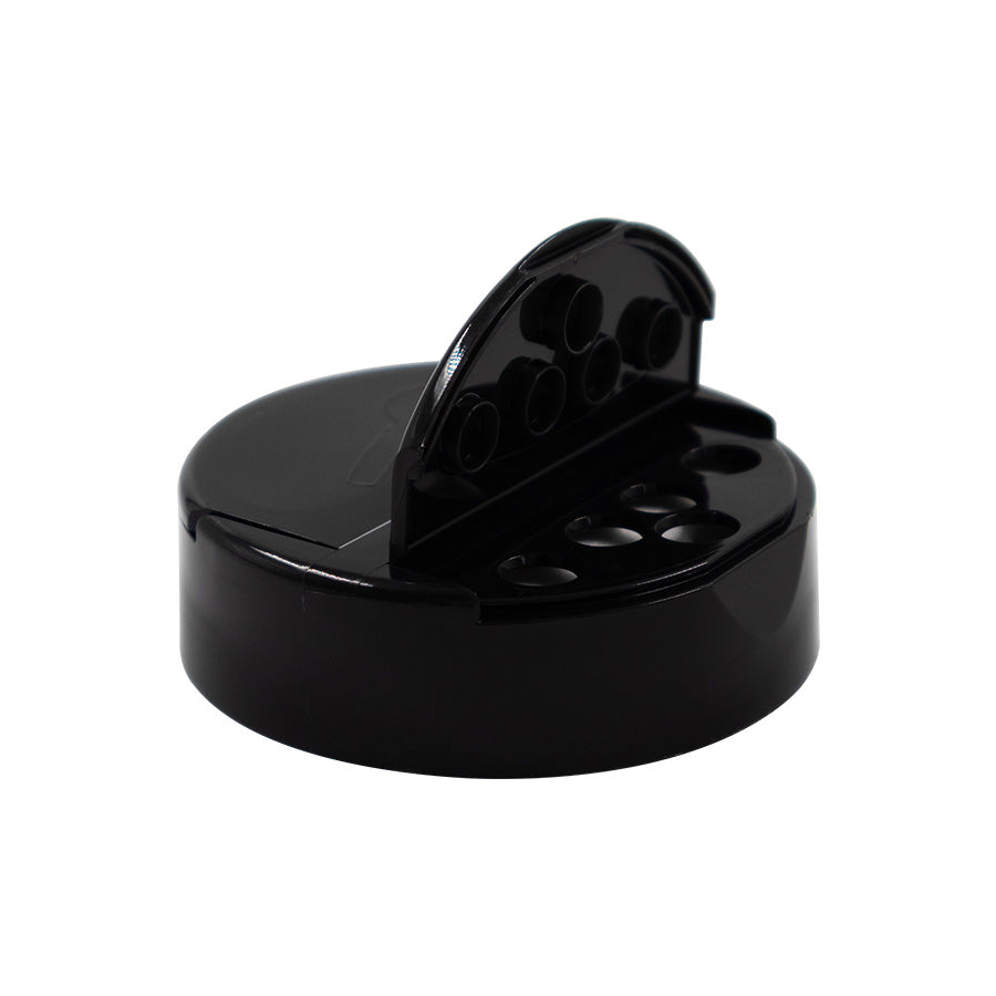 63-485 Black PP Flapper 5 Hole .300" Spoon Pressure Sensitive Lined Cap