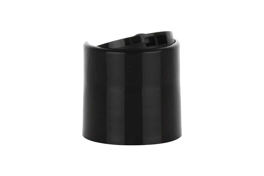 Black plastic dispensing cap / closure for bottles and jars (size: 24-410)